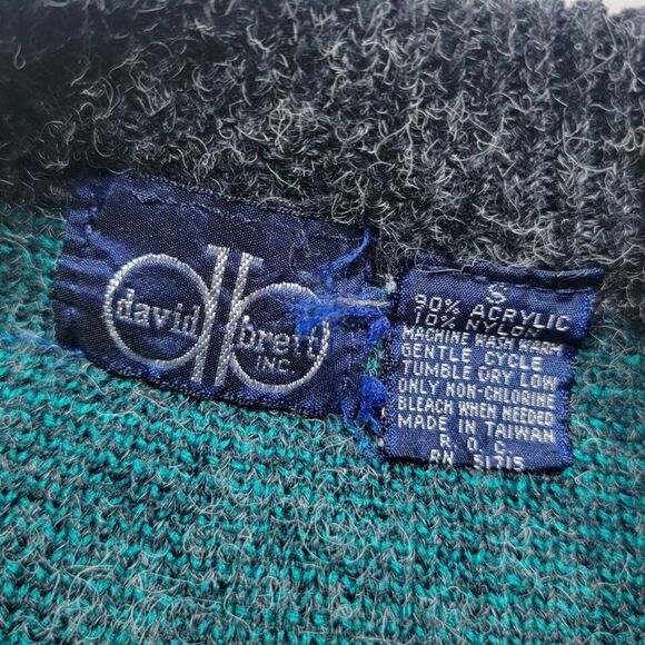 Vintage David Brent Acrylic Sweater Women's Small Gray Pullover Grannycore 80's - Picture 5 of 8